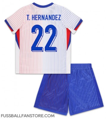 Frankreich Theo Hernandez #22 Replik Auswärtstrikot Kinder EM 2024 Kurzarm (+ Kurze Hosen)